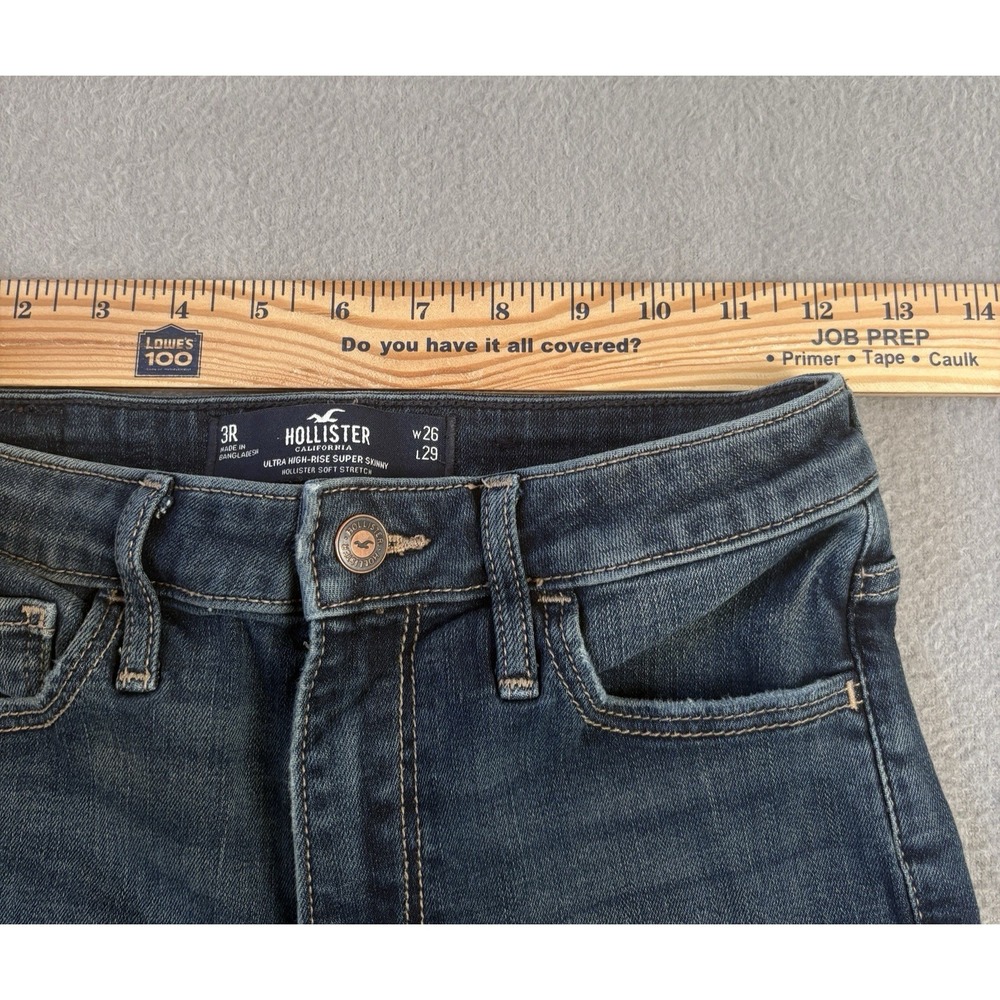Hollister Jeans Women 26/3R Ultra Highβ Rise Super Skinny Dark Wash Stretch - Picture 7 of 10